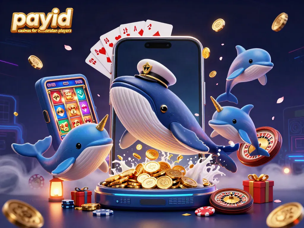 Experience thrill at payid casinos for australian players with vibrant illustrations of playful creatures and winning games.