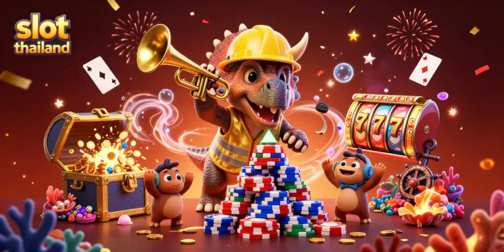 Experience exciting gameplay with slot thailand at PESGSLOT featuring thrilling characters and casino elements.