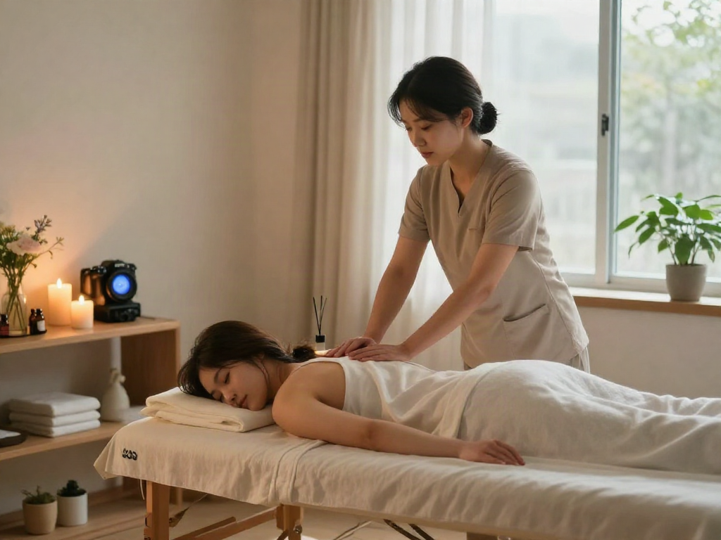 Expert 강북출장안마 massage session in a tranquil home environment.