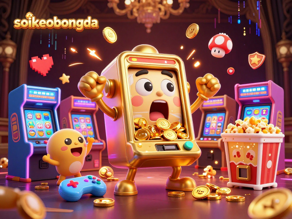 Experience thrilling jackpots with soikeobongda's vibrant cartoon slot machine scene filled with excitement and energy.