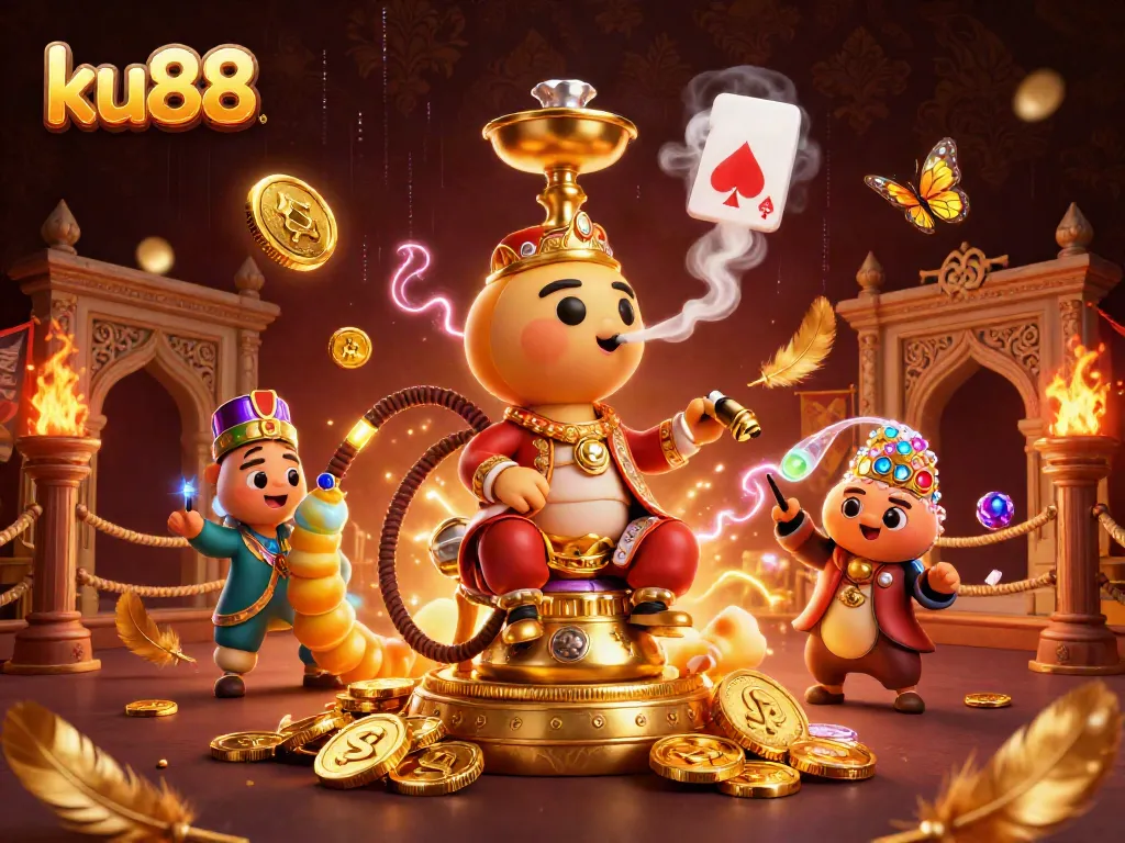 Engage with ku88 online gaming excitement through a vibrant 3D casino scene illustration.