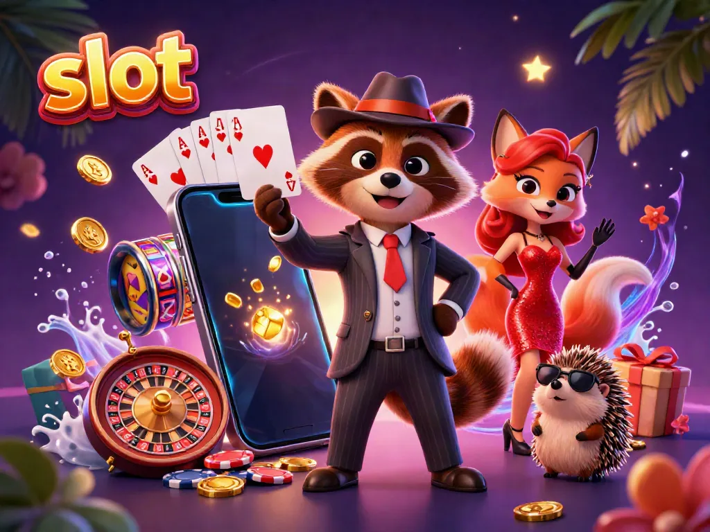 Putaran slot yang menarik dengan rakun dan rubah menampilkan kemenangan dalam permainan kasino.