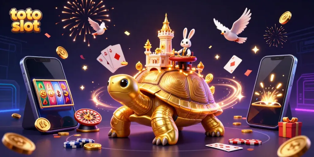 Experience the excitement of toto slot with a vibrant casino scene featuring dynamic characters and game elements.