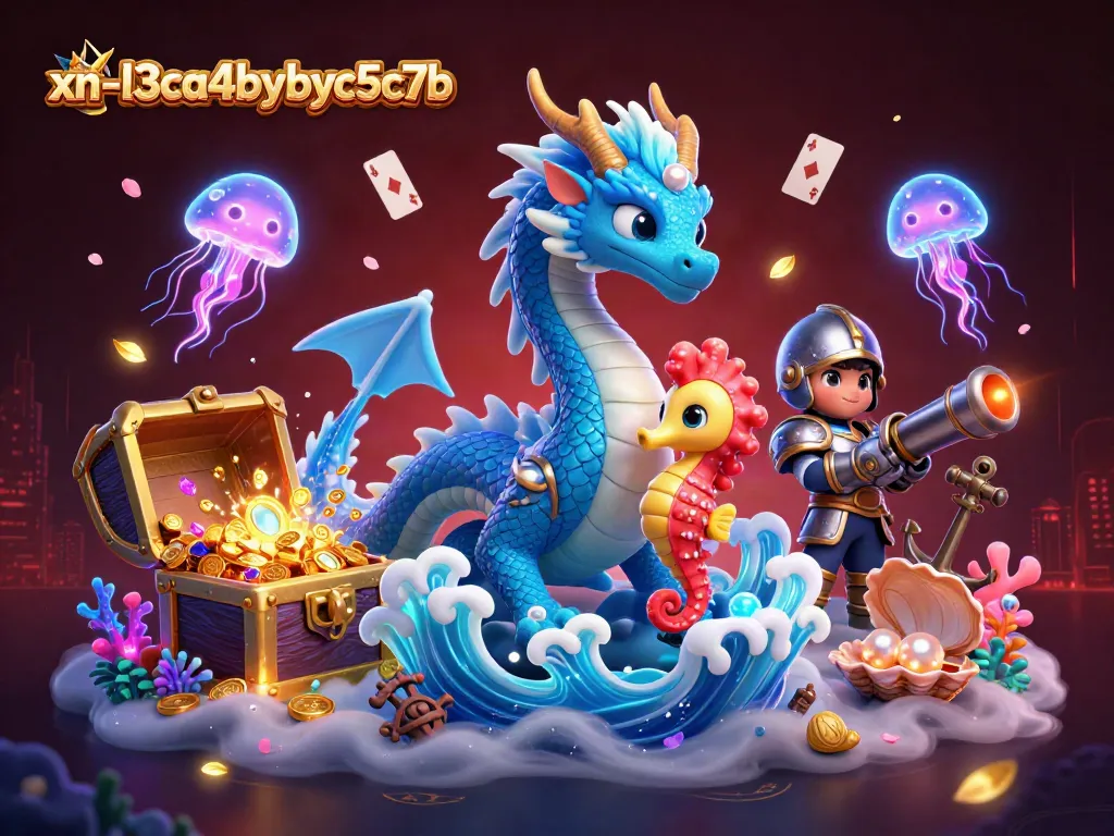Engage with beautiful gaming scenes on xn--l3ca4bybyc5c7b featuring an azure dragon, seahorse knight, and neon jellyfish.