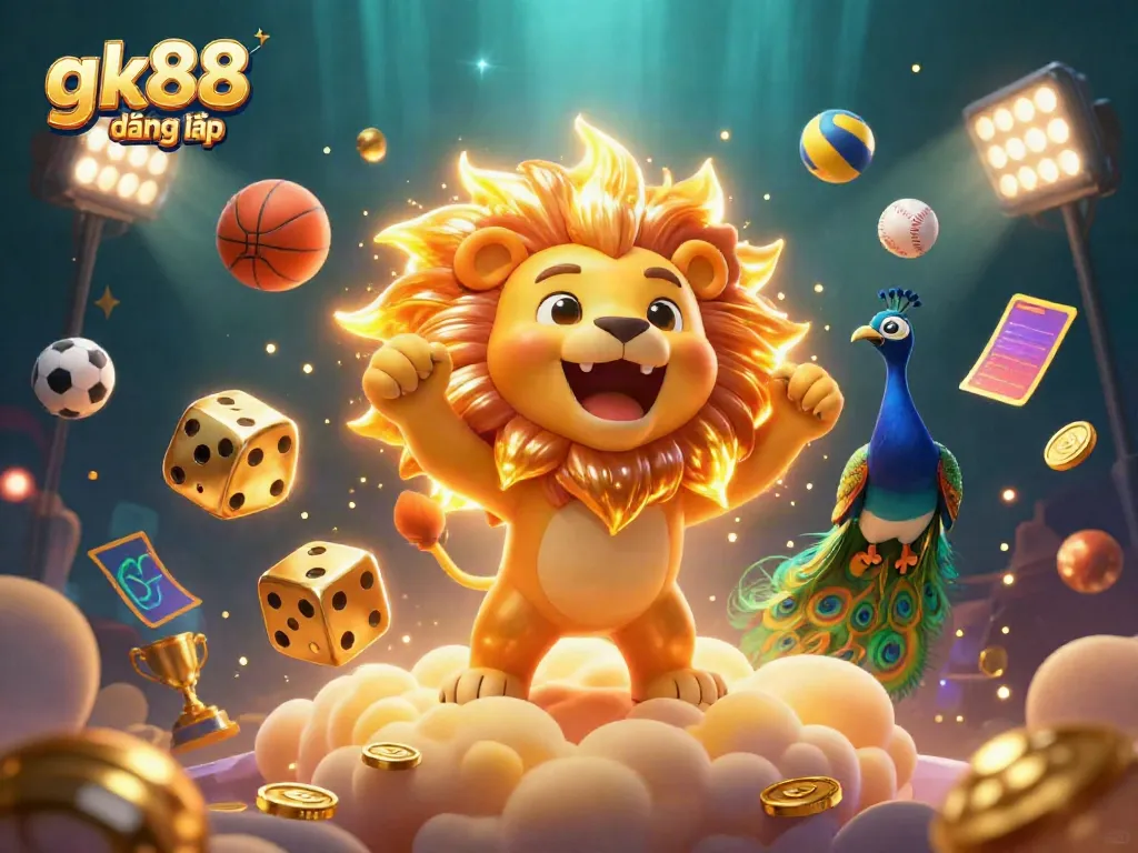 Experience gk88 đăng nhập with a thrilling 3D illustration showcasing dynamic betting action and captivating casino elements.