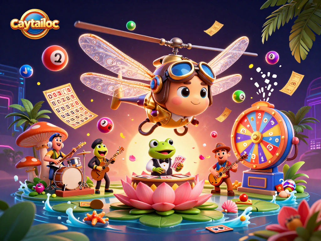 Experience the excitement of caytailoc with vibrant characters and dynamic gambling elements in this lively scene.
