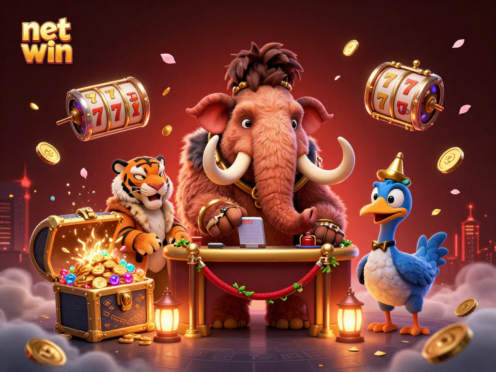 Experience the thrill of net win with a vibrant casino scene featuring unique characters and rich details.