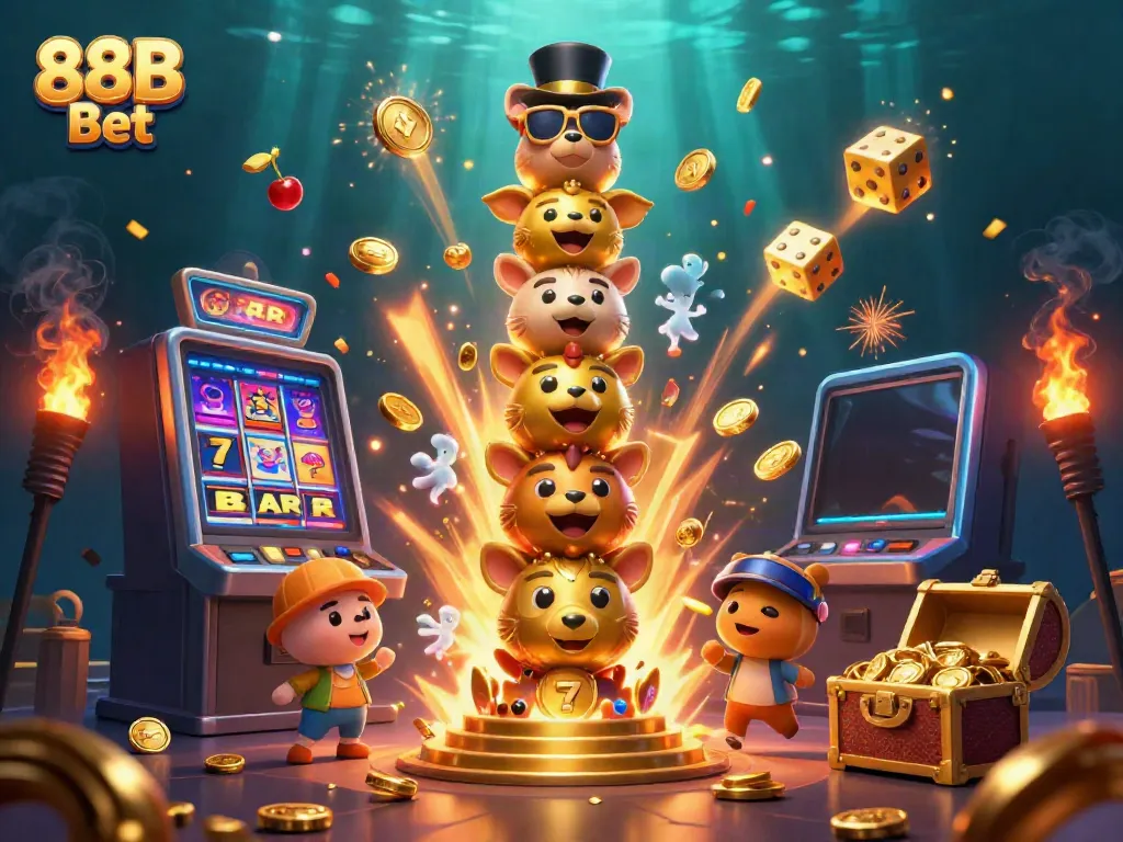 Experience the thrill of 88B Bet with vibrant casino graphics and engaging slot elements.
