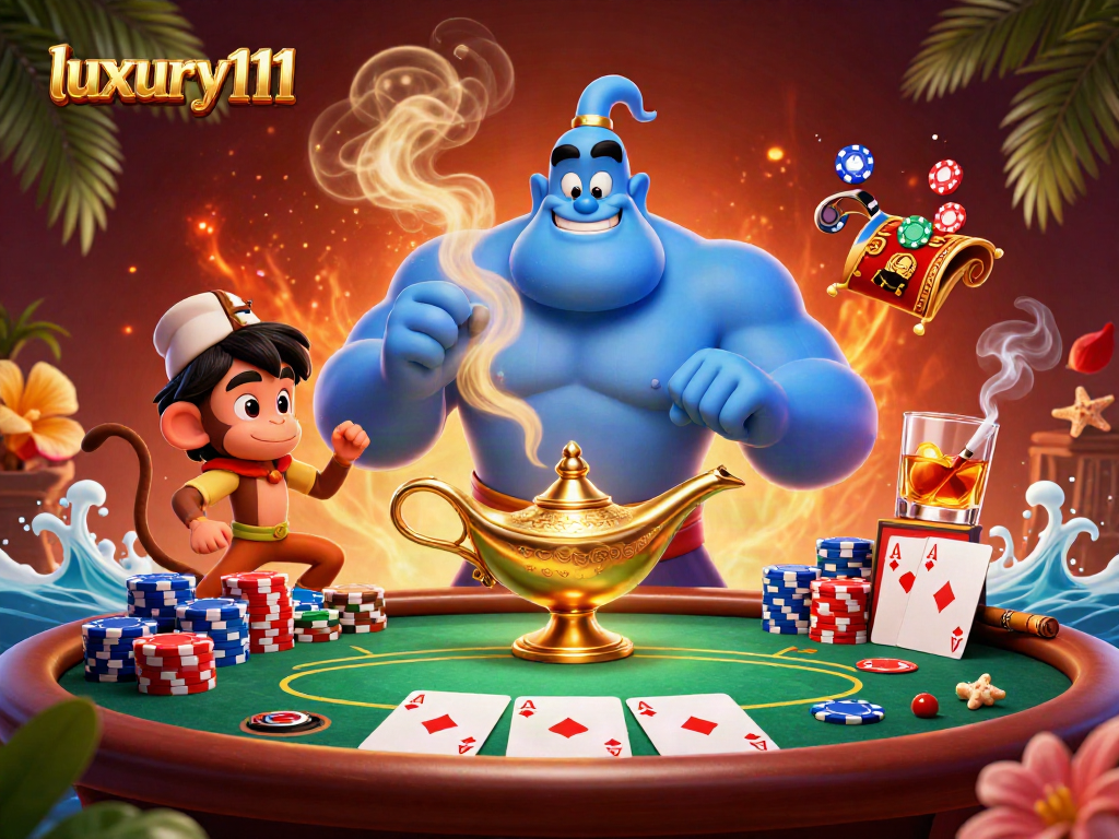 Experience the thrill of luxury111 with enchanting casino elements in a vivid 3D illustration.