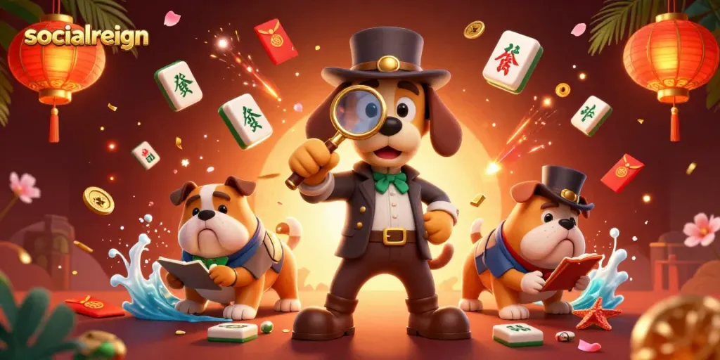Engage with socialreign's vibrant 3D casino adventure featuring a detective and lucky elements.