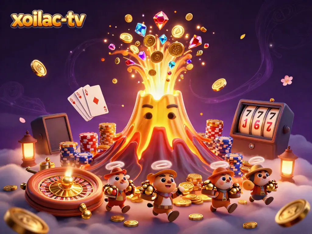 Watch the explosive treasures of xoilac-tv as the golden volcano erupts coins and jewels.