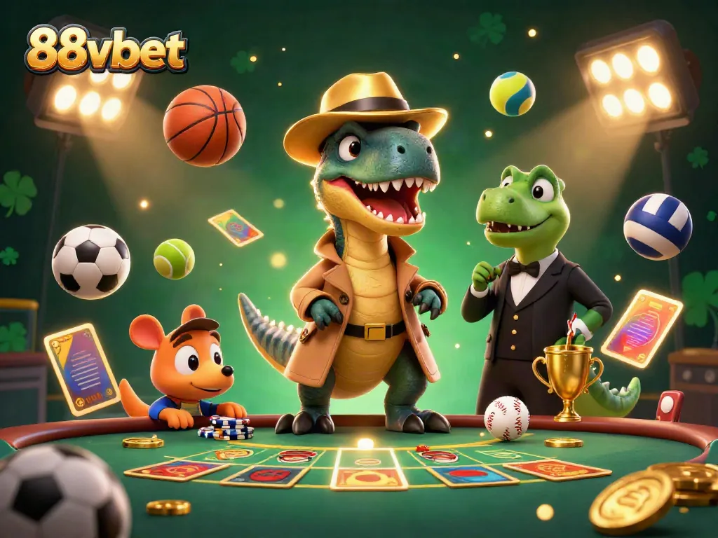 Experience thrilling gameplay at 88vbet, where a velociraptor card counter and friends add excitement to the casino.