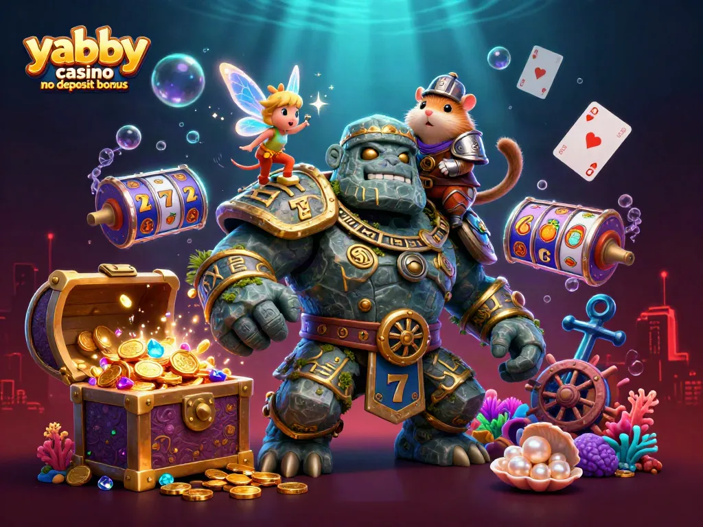 Play with the yabby casino no deposit bonus while unlocking treasure in a magical, vibrant scene