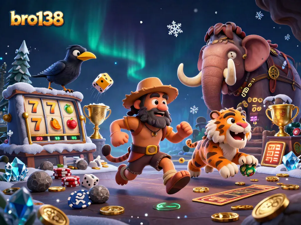 Experience thrilling gameplay at bro138 with vibrant casino scenes featuring exciting slot elements and characters.