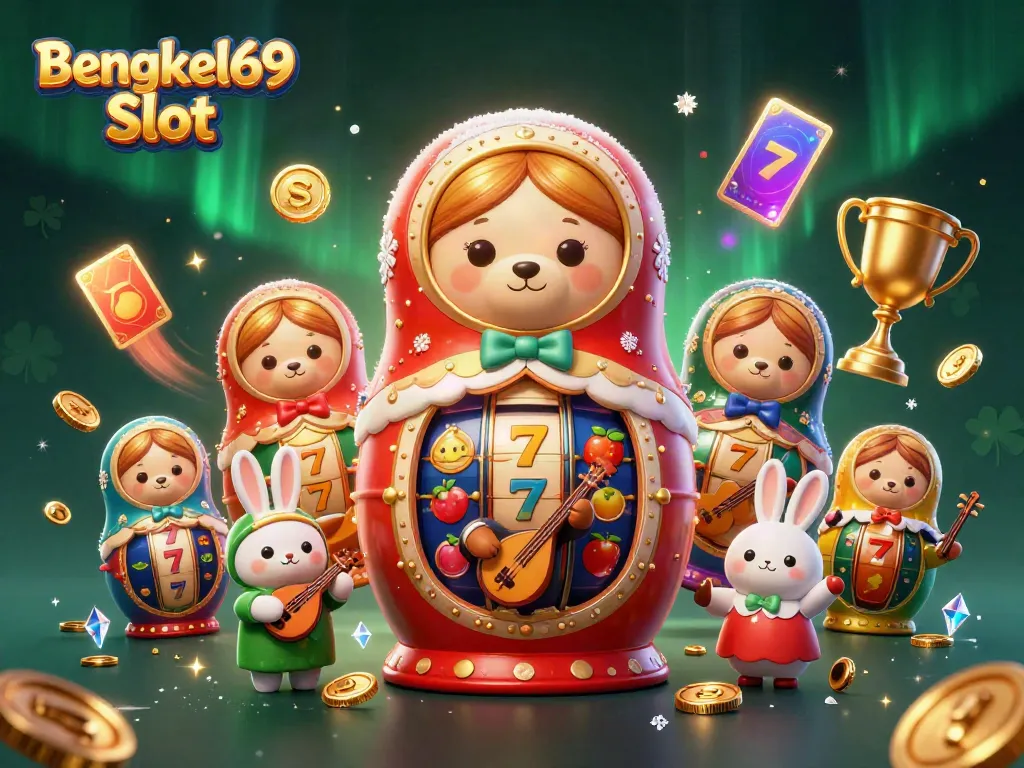 Experience the fun of Bengkel69 Slot with vibrant characters and thrilling casino action in a dynamic scene.