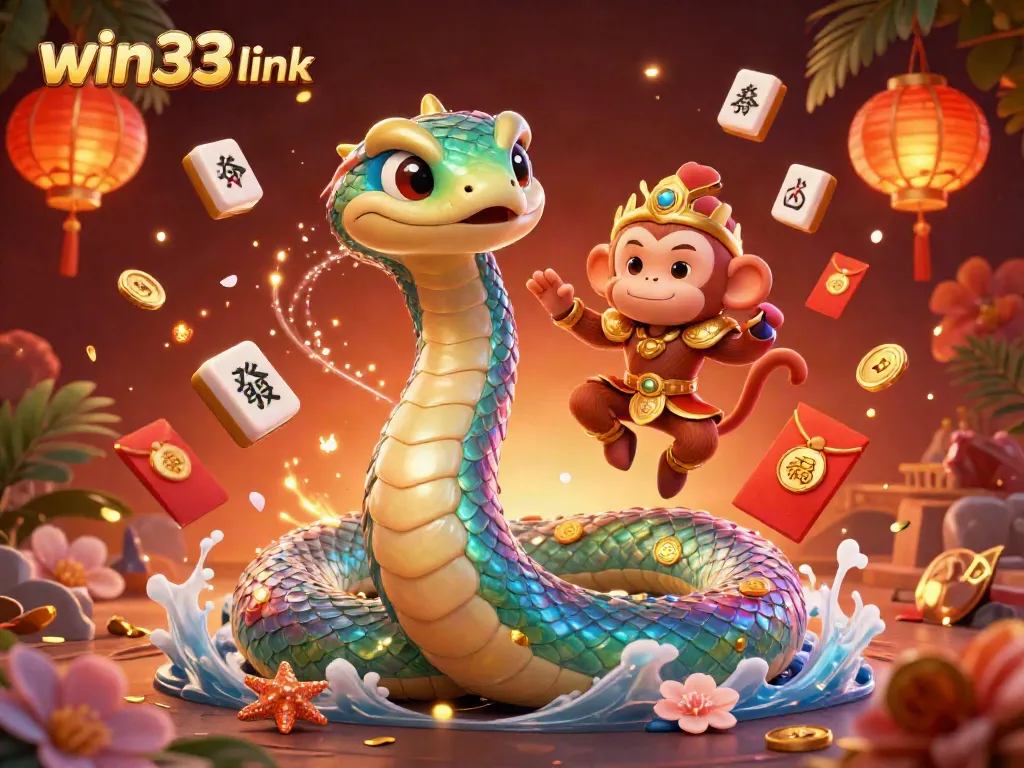 Engage with exciting gaming elements in the win33 link illustration, showcasing vibrant characters and casino visuals.