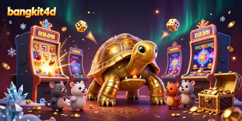 Permainan slot mendebarkan di bangkit4d dengan karakter unik dan simbol berkilauan.