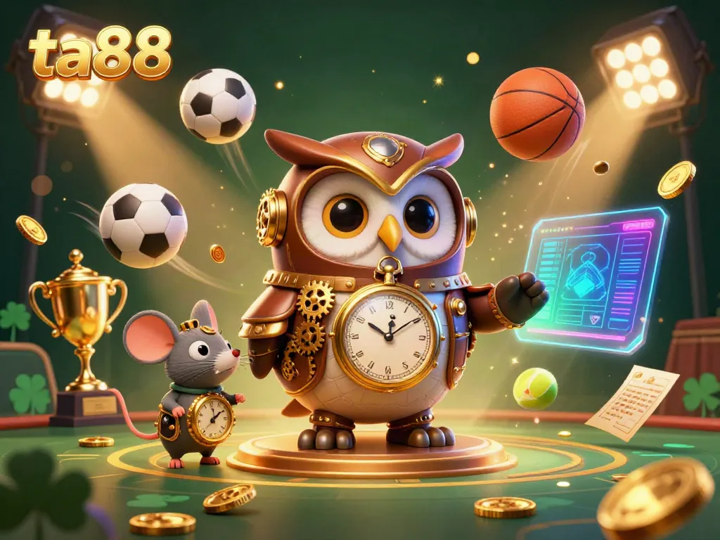 Engage with exciting betting action at ta88 featuring a steampunk owl and dynamic casino elements.