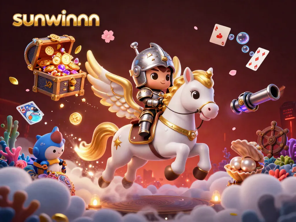 Experience thrilling gameplay with sunwinnn's celestial knight amidst golden jackpots and magical treasures.