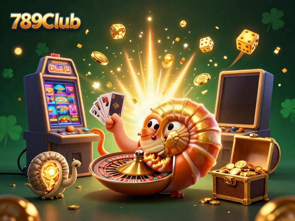 Experience the thrill of 789Club with a dazzling 3D casino scene featuring vibrant game elements.