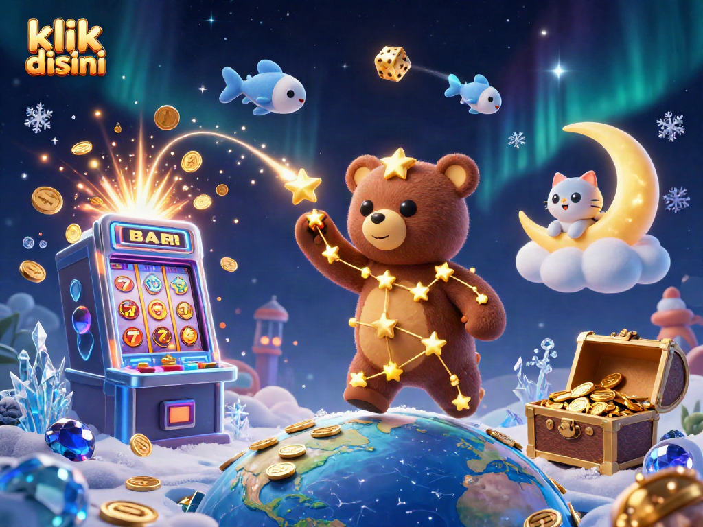 Engage with exciting slots as klik disini features a 3D constellation bear in a magical casino scene.