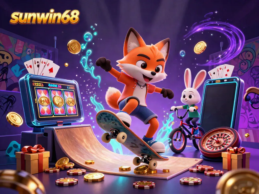 Experience excitement with sunwin68 as a fox and rabbit showcase thrilling casino activities.