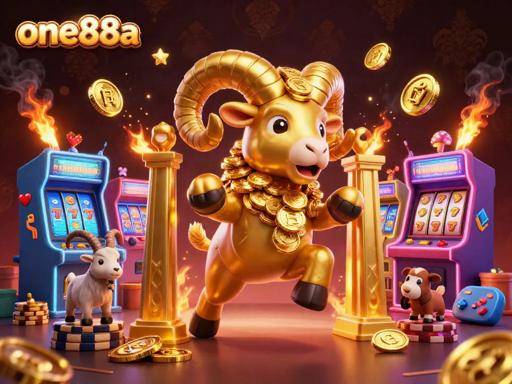 Engage with one88a's vibrant slots and jackpots in this dynamic 3D casino illustration.