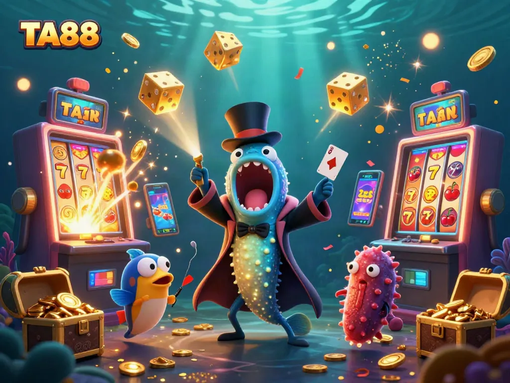 TA88's vibrant scene with animated underwater characters showcasing exciting casino games.