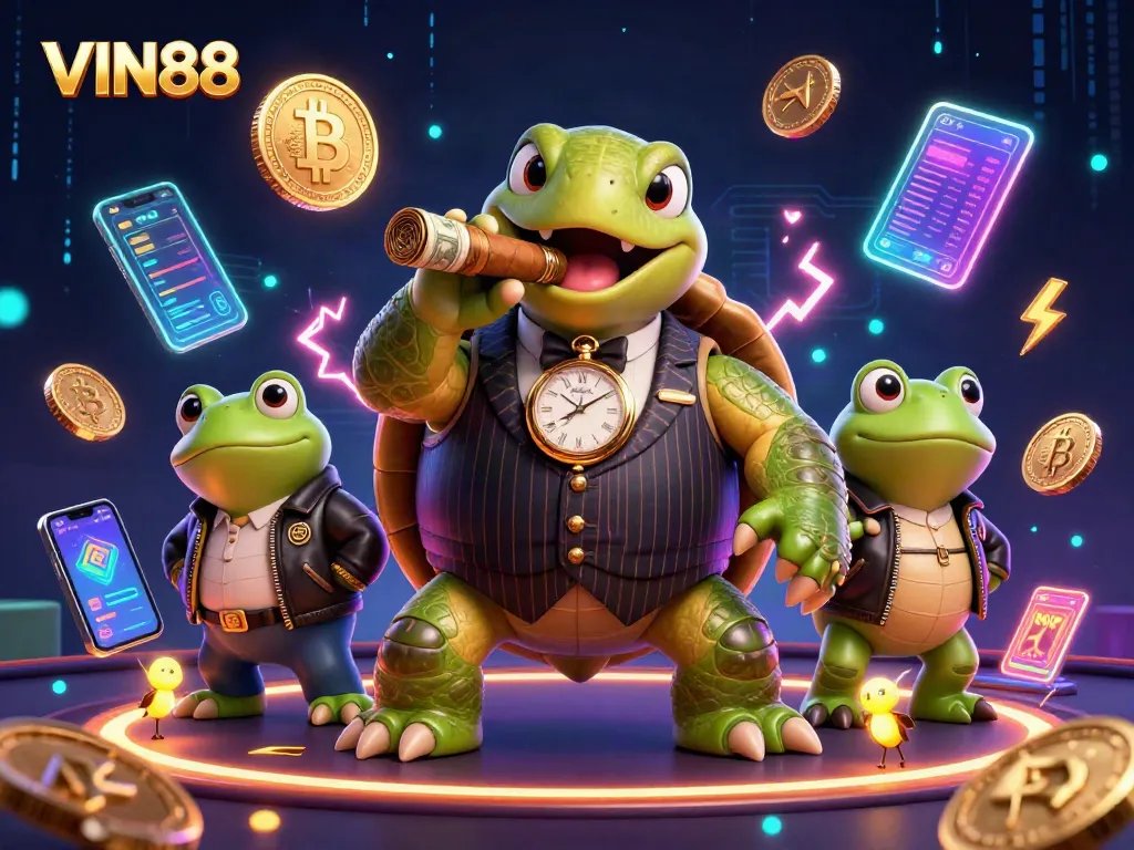 Engage with the thrilling world of VIN88 through vibrant 3D casino characters in an electrifying atmosphere.