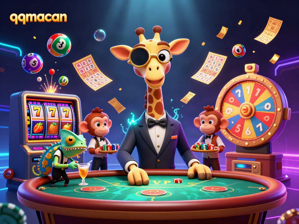 Explore qqmacan's vibrant casino scene with a high-roller giraffe and lottery action