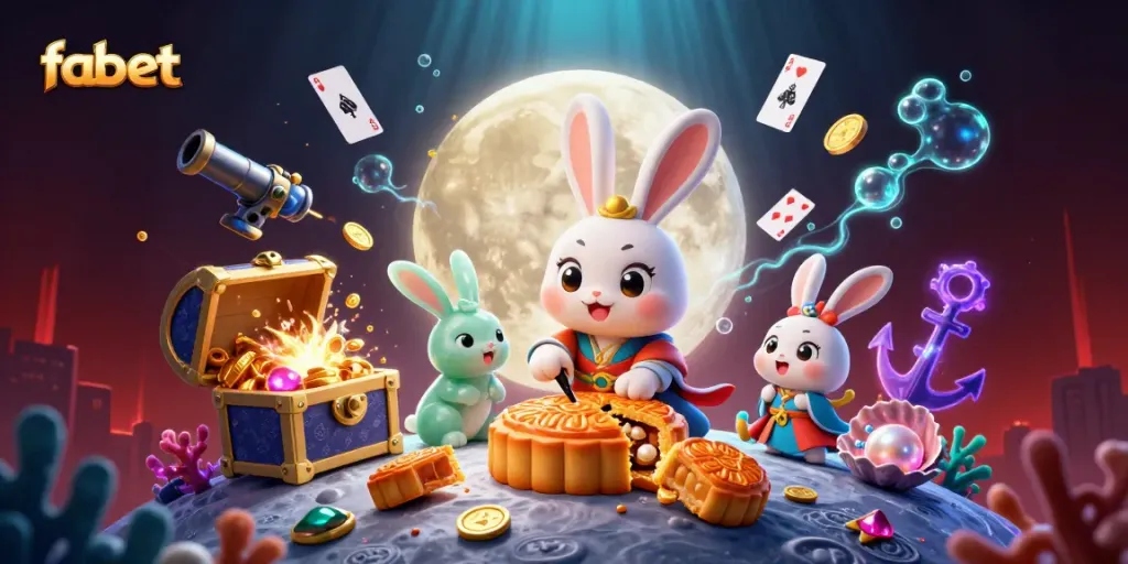 Experience thrilling gameplay at fabet with moon rabbit characters and vibrant casino elements.