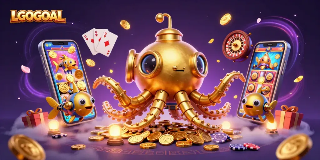 Win big with LGOGOAL through exciting slots and immersive gaming elements swirling in gold.